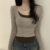 [1pc Sassygals 인조 두 개의 티셔츠] Sassygals 미국 스타일 기본 색상 블록 인조 두 개의 티셔츠 여성용, 슬림 피트 및 멋지다, 트렌디한 긴팔 상의