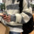 시 지두 OBM 가을 겨울 남성용 대비 색상 니트 스웨터, 턴드 칼라 긴팔 니트 컬러 매칭 캐주얼 슈트 남성용 스웨터